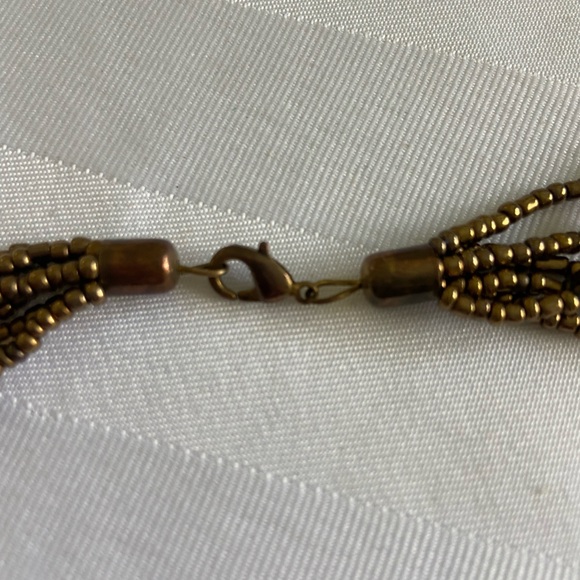 Brassy/Gold multi strand Seed Bead Necklace - Picture 2 of 3
